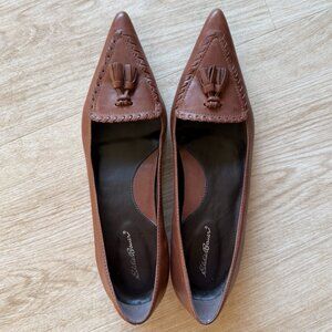 Vintage Eddie Bauer Leather Flats - Pointed-Toe Loafers with Tassels - Sz 8 -
